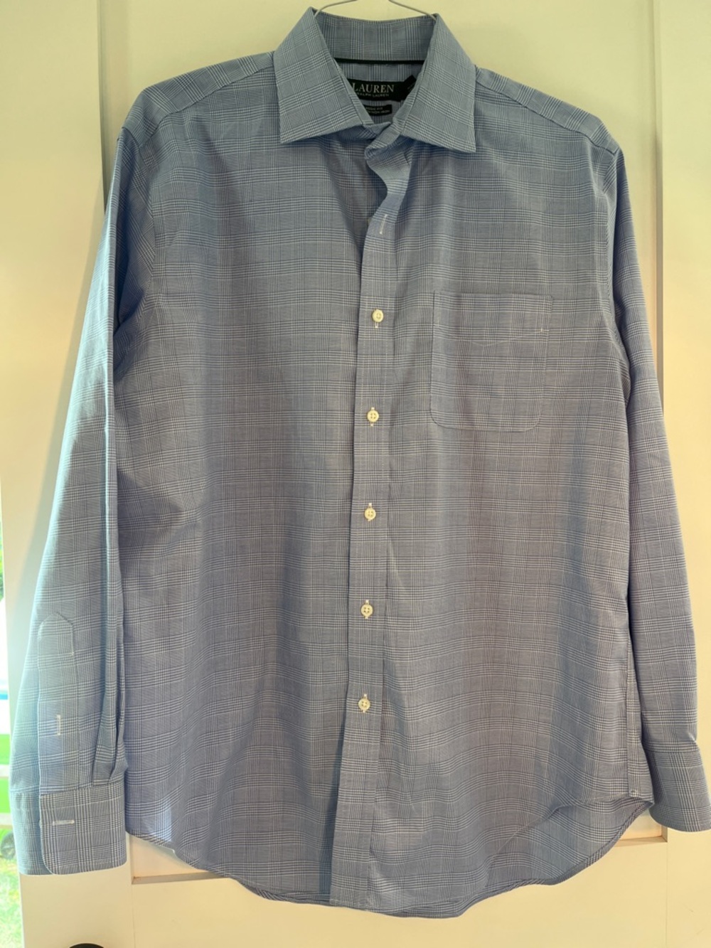 Lauren Ralph Lauren 16.5 34/35 Blue Micro-Check Dress Shirt
